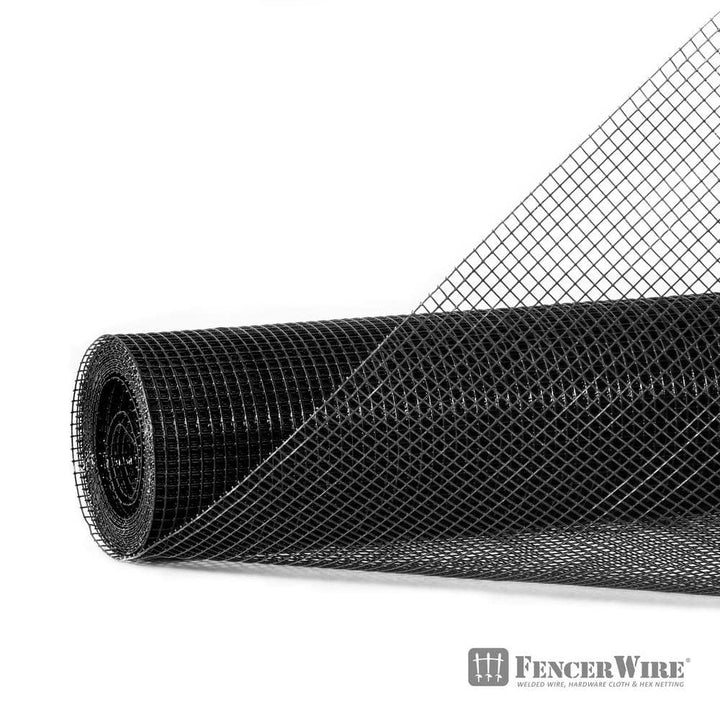 Fencer Wire 1/4 in. x 4 ft. x 25 ft. 23 Gauge Black Vinyl Coated Hardware Cloth, Multiple Use Welded Wire Fencing Roll