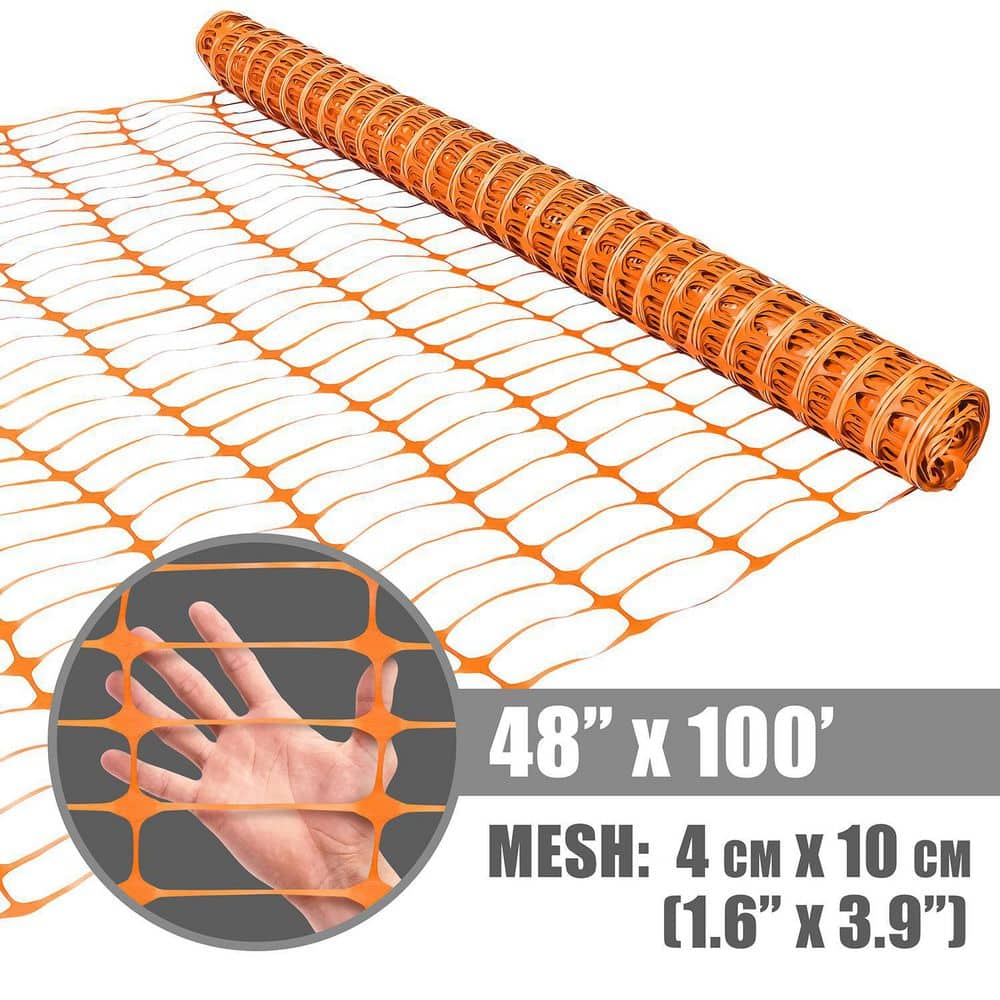 Fencer Wire 4 ft. x 100 ft. Outdoor Safety Fence, Plastic Fencing Roll for Construction Fencing Pet Fencing and Event Fencing