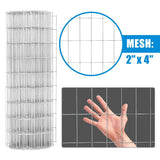 Fencer Wire 2 ft. x 50 ft. 12.5-Gauge Welded Wire Fence with 2 in. x 4 in. Mesh, Galvanized Welded Fence Wire Roll