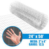 Fencer Wire 2 ft. x 50 ft. 12.5-Gauge Welded Wire Fence with 2 in. x 4 in. Mesh, Galvanized Welded Fence Wire Roll