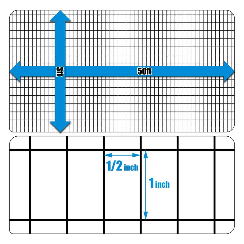Fencer Wire 3 ft. x 50 ft. 16-Gauge Black PVC Coated Welded Wire Fence with Mesh Size 1/2 in. x 1 in.