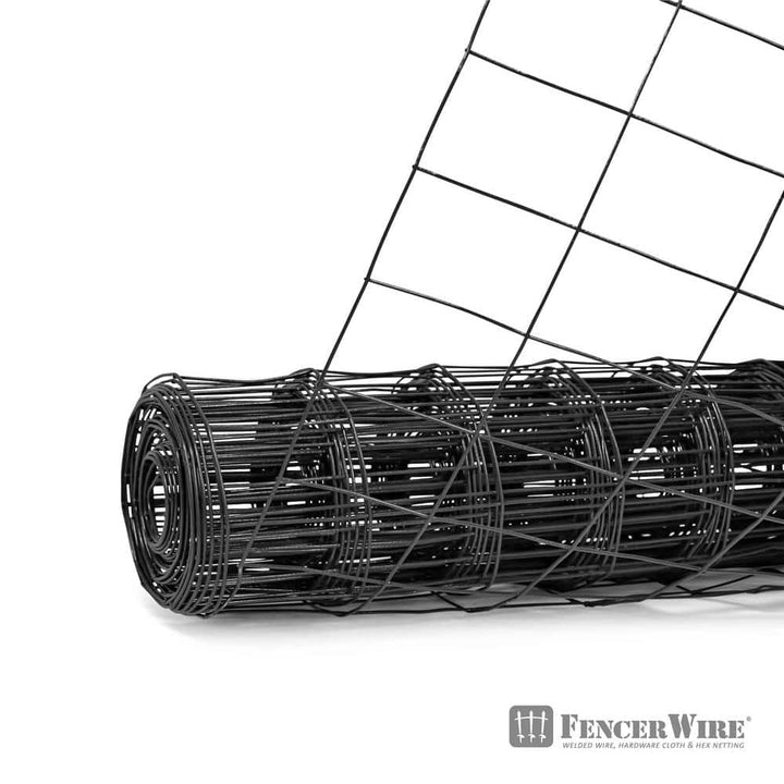 Fencer Wire 4 ft. x 50 ft. 16-Gauge Black Vinyl Coated Welded Wire Fence with 3 in. x 2 in. Mesh, Black Garden Welded Mesh