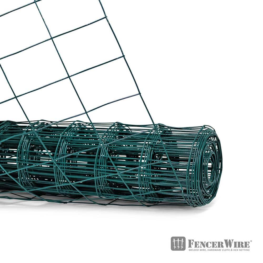 Fencer Wire 2 ft. x 25 ft. 16-Gauge Green PVC Coated Welded Wire Fence with Mesh Size 3 in. x 2 in.