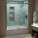 Coraline XL 56 - 60 in. x 70 in. Frameless Sliding Tub Door with StarCast Clear Glass in Stainless Steel, Left Opening - Super Arbor