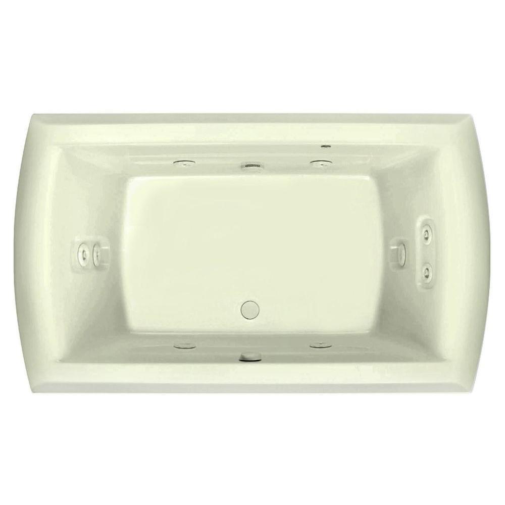 Riviera Motif 72 in. Acrylic Center Drain Rectangular Drop-in Air Bath/ Whirlpool Bathtub with Heater in White - Super Arbor