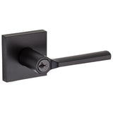 Lisbon Iron Black Square Exterior Entry Door Lever featuring SmartKey Security - Super Arbor