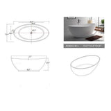 71 in. Stone Resin Flatbottom Freestanding Non-Whirlpool Bathtub in White Matt - Super Arbor