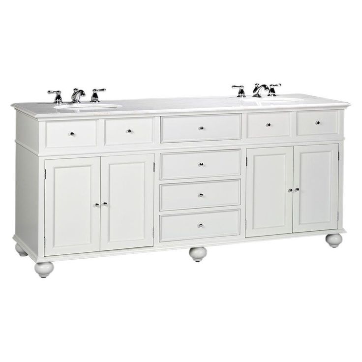 Hampton Harbor 45 in. W x 22 in. D Bath Vanity in White with Natural Marble Vanity Top in White Natural