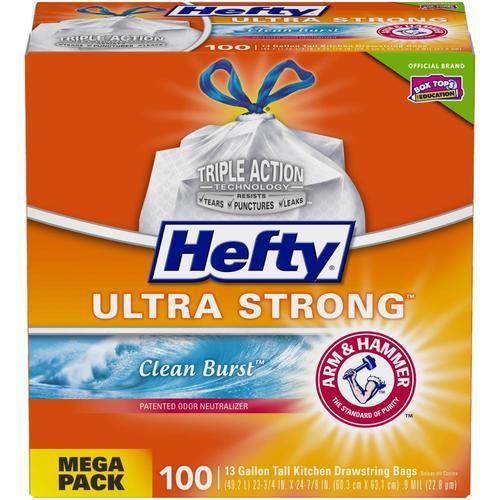 Hefty Hefty Ultra Strong 100-Pack 13-Gallon Clean Burst White Plastic Kitchen Trash Bag