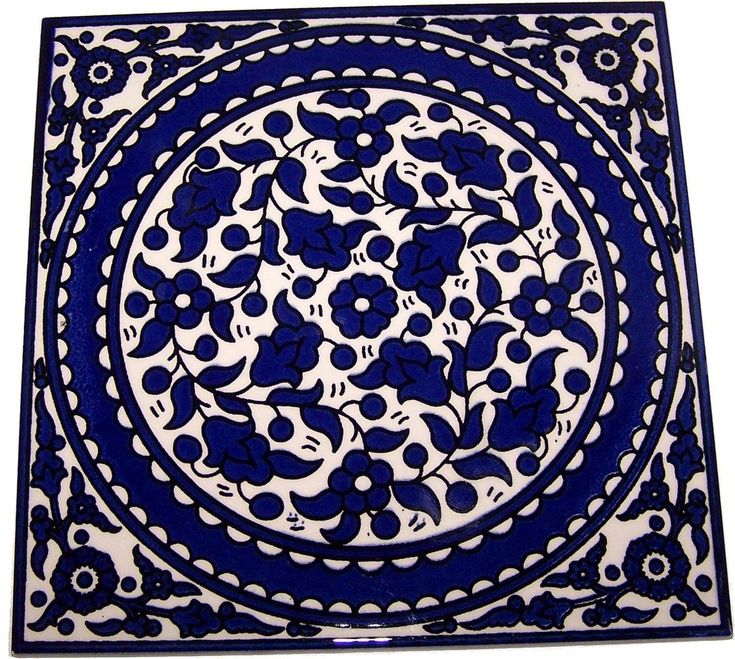 Modular Hand Painted Tile from Jerusalem Model X - 6 Inches - Asfour Outlet Trademark
