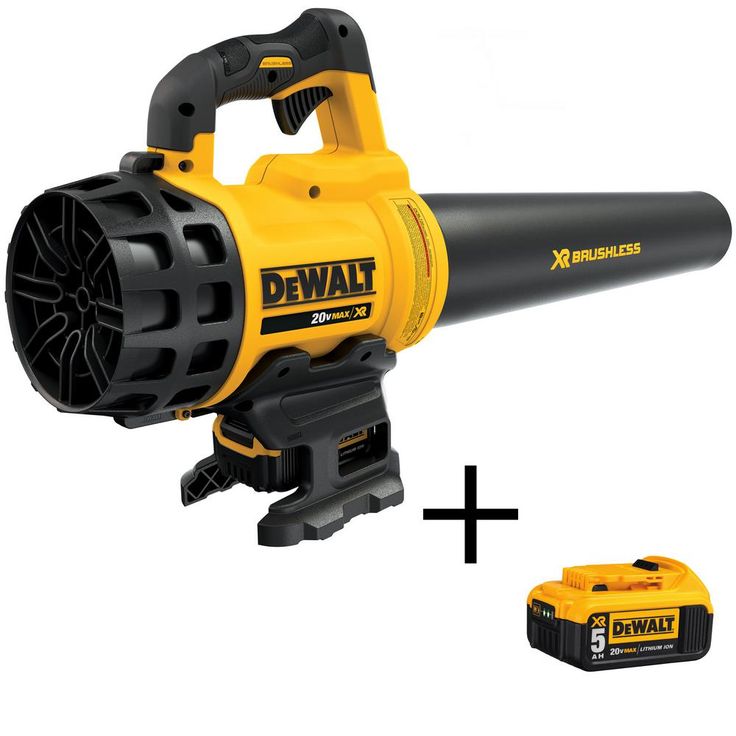 DEWALT 90 MPH 400 CFM 20V MAX Lithium Ion Cordless Handheld Leaf Blower with (2) 5.0Ah Battery and Charger Included