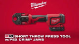 Milwaukee M18 18V Lithium-Ion Cordless Short Throw Press Tool Kit with (3) PEX Crimp Jaws, 2 Batteries & Charger, Model 2674-22C