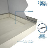 Base'N Bench 34 in. x 60 in. Single Threshold Shower Base and Bench Kit with Left Drain and Polished Chrome Trench Grate - Super Arbor