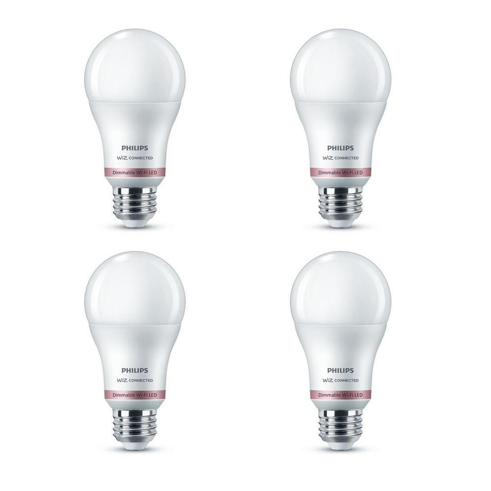 Daylight A19 LED 60-Watt Equivalent Dimmable Smart Wi-Fi Wiz Connected Wireless Light Bulb (4-Pack) - Super Arbor