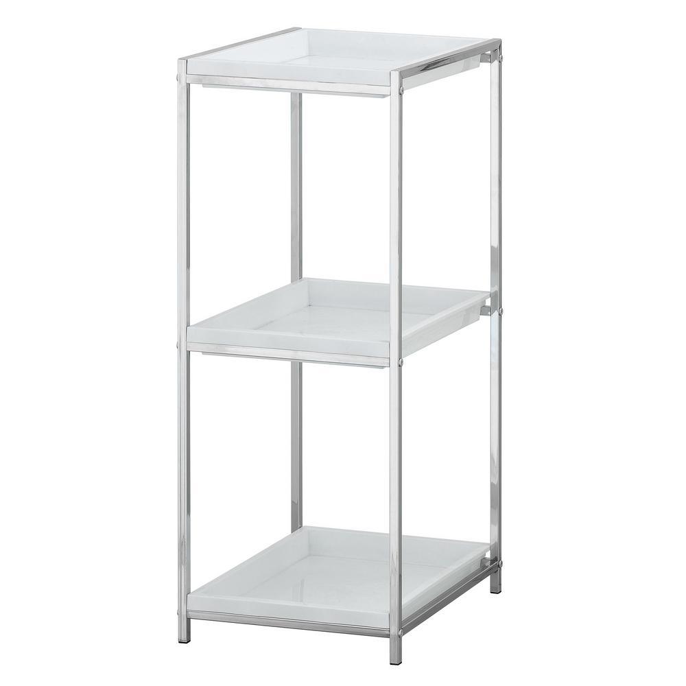 Wayar 12.2 in. W 3-Tier Shelf with Tray in Silver - Super Arbor
