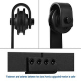 12 ft./144 in. Black Steel Sliding Barn Door Track and Hardware Kit for Double Doors with Floor Guide - Super Arbor