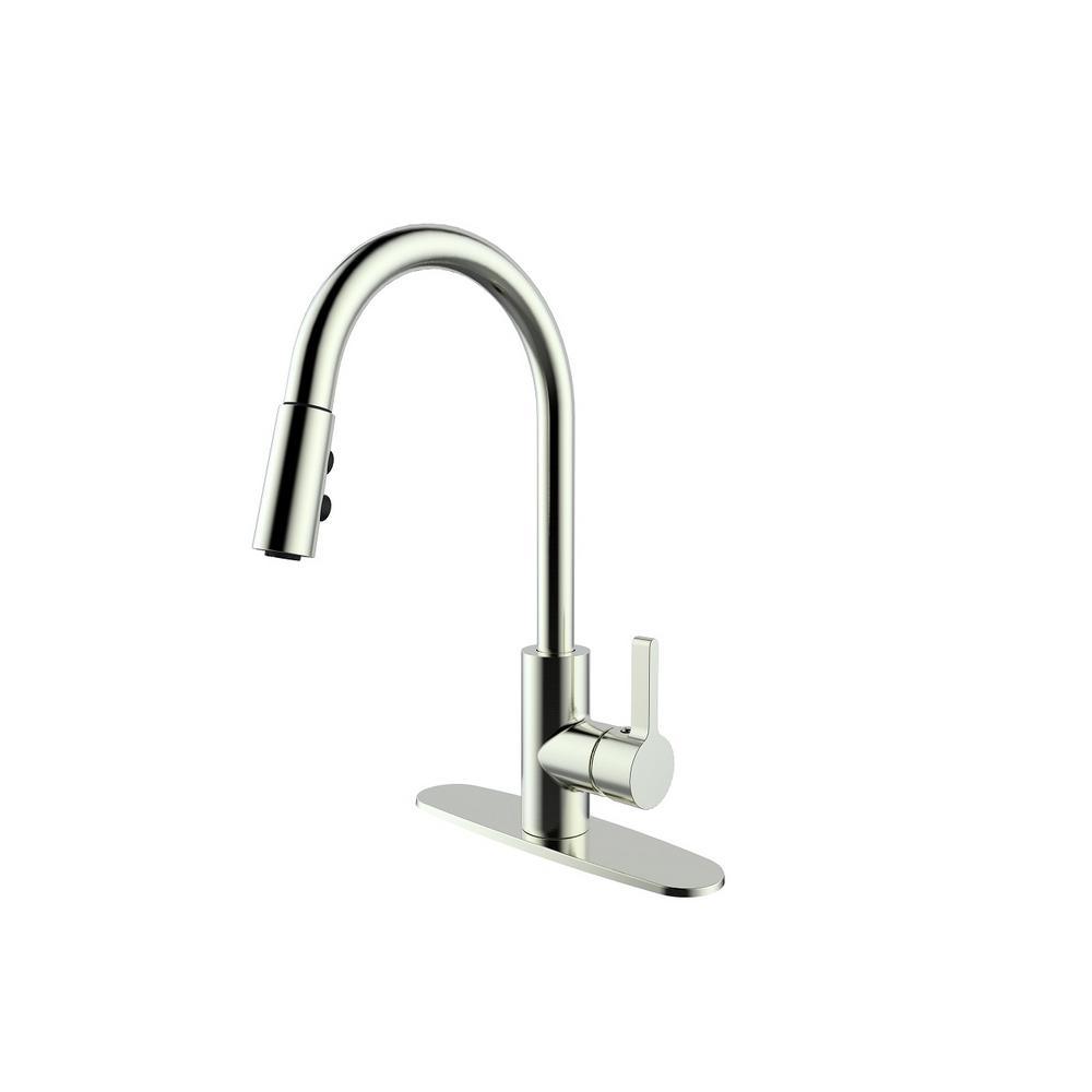 Single-Handle Pull-Down Sprayer Kitchen Faucet in Chrome - Super Arbor