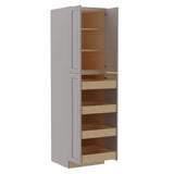 Home Decorators Collection Washington Veiled Gray Plywood Shaker Assembled Utility Pantry Kitchen Cabinet 4 ROT Sft Cls 24 in W x 24 in D x 90 in H