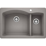 DIAMOND Dual Mount Granite Composite 33 in. 1-Hole 70/30 Double Bowl Kitchen Sink in White