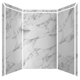 Elegance 36 in. x 48 in. x 80 in. 9-Piece Easy Up Adhesive Alcove Shower Wall Surround in Calacatta White - Super Arbor