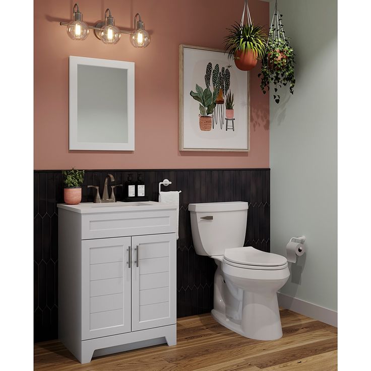 Style Selections Kirkman 24-in White Single Sink Bathroom Vanity with White Cultured Marble Top (Mirror Included)