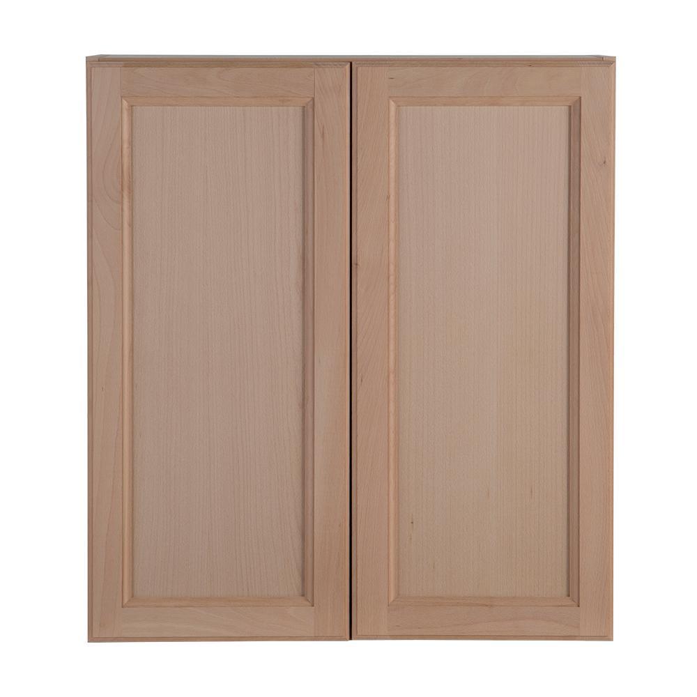 Easthaven Shaker Assembled 36x30x12 in. Frameless Wall Cabinet in Unfinished Beech - Super Arbor