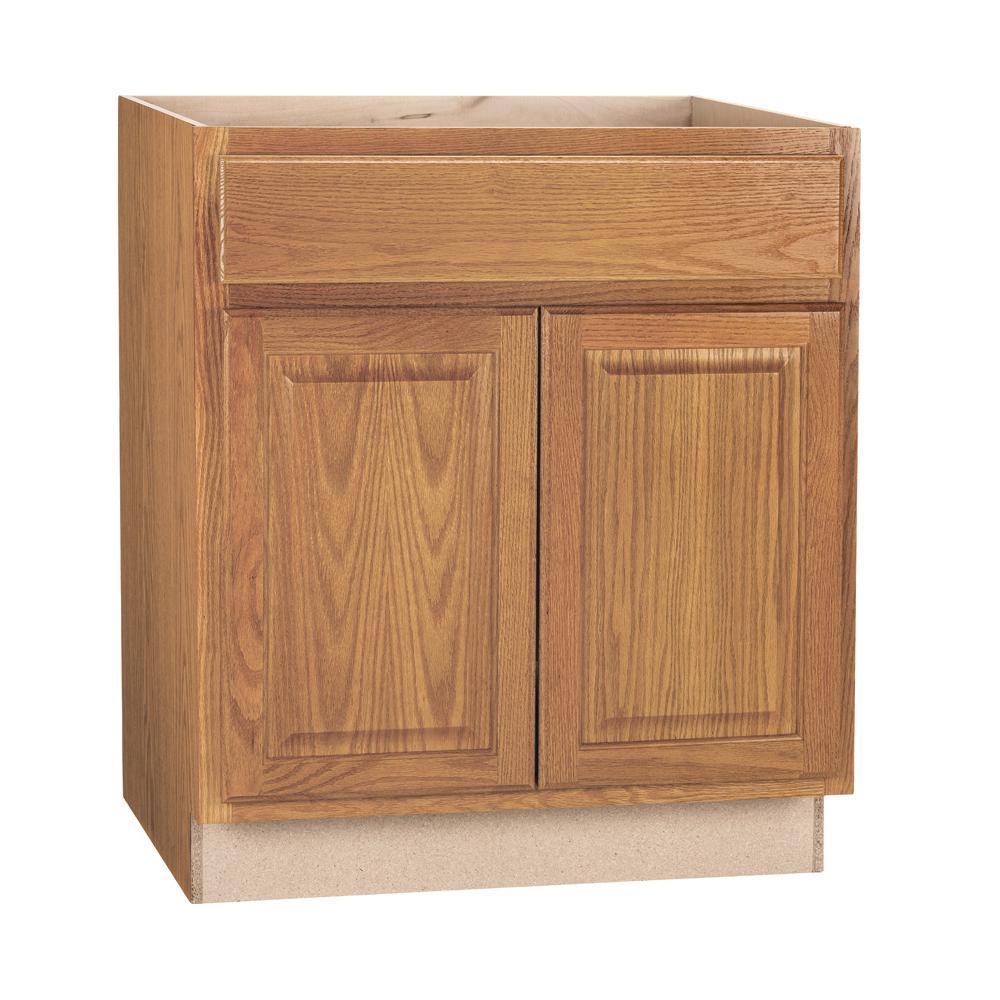 Hampton Assembled 30x34.5x24 in. Sink Base Kitchen Cabinet in Satin White