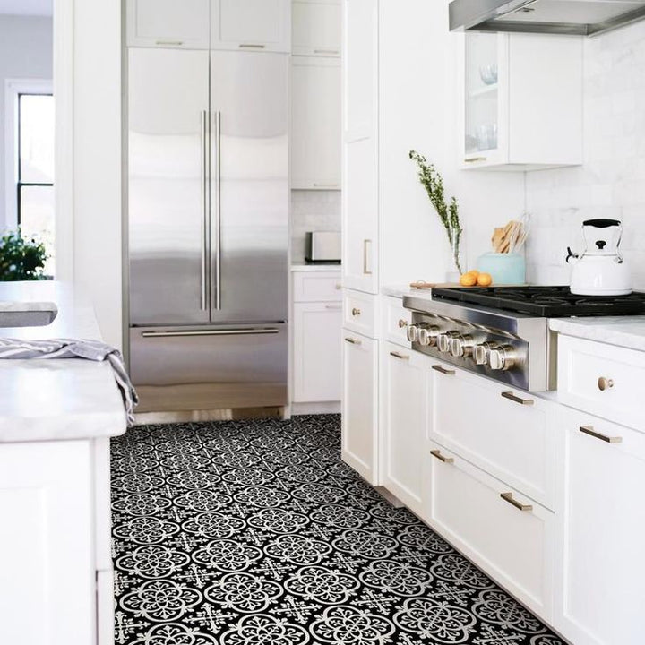FloorPops 20-Piece 12-in x 12-in Black Peel and Stick Vinyl Tile