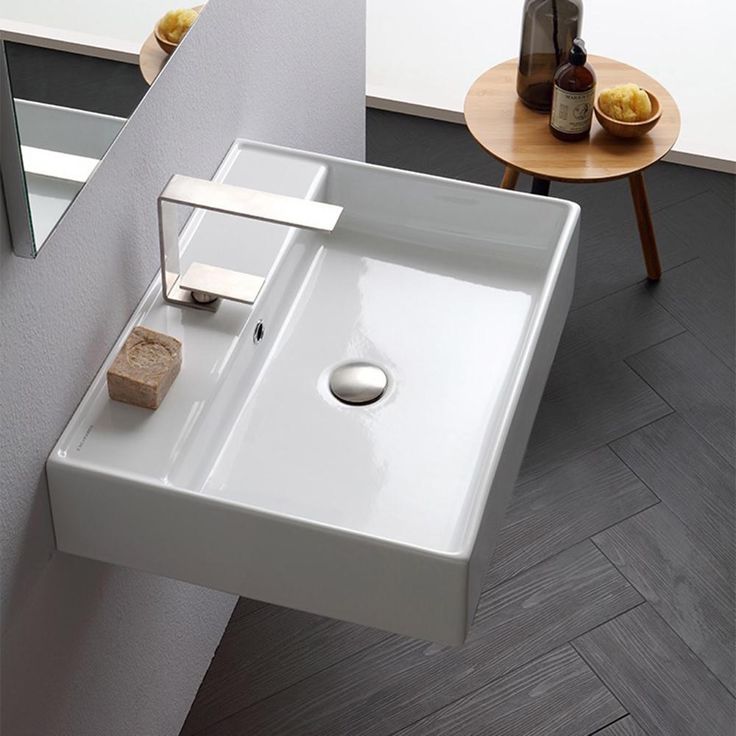 Nameeks Teorema Wall Mounted Bathroom Sink in White