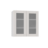 Shaker Assembled 30x40x14 in. Wall Cabinet with Frosted Glass Doors in Vanilla White - Super Arbor