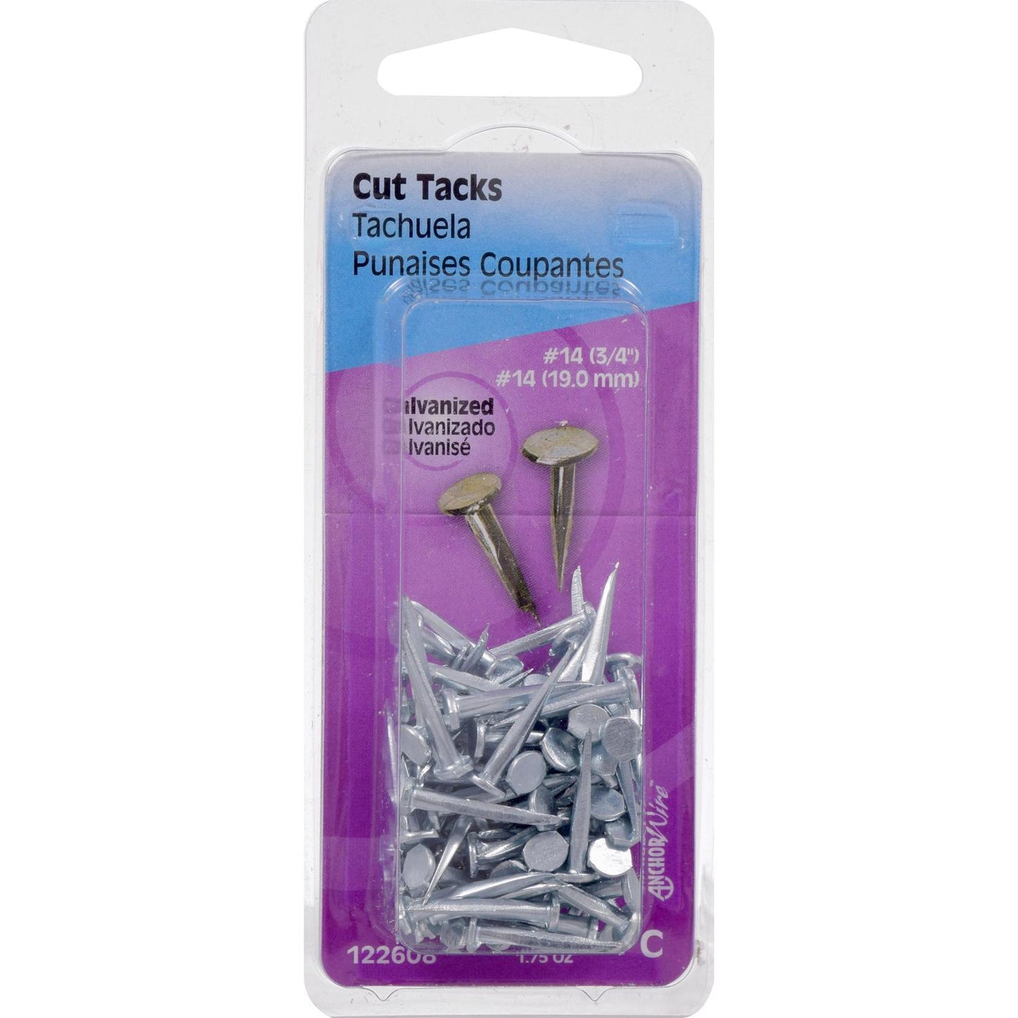 Hillman No. 14 x 3/4 in. Galvanized Silver Steel Cut Tacks, 1.75 oz Pack