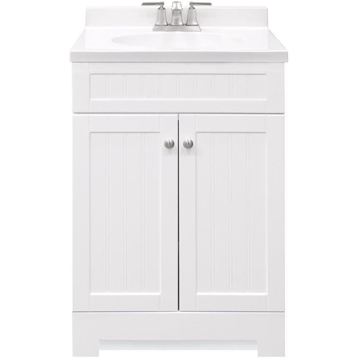 Style Selections Ellenbee 24-in White Single Sink Bathroom Vanity with White Cultured Marble Top