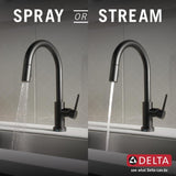 Trinsic Single-Handle Pull-Down Sprayer Kitchen Faucet with Touch2O Technology in Matte Black - Super Arbor