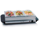 1.5 L Stainless Steel Warming Tray with 3 Crocks