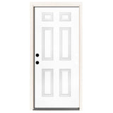 30 in. x 80 in. Premium 6-Panel Primed White Steel Prehung Front Door Left-Hand Outswing and 4 in. Wall - Super Arbor