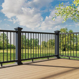 Fiberon BRIO 36 in. x 96 in. (Actual: 36 in. x 94 in.) Black PVC Composite Line Railing Kit w/Round Aluminum Black Balusters