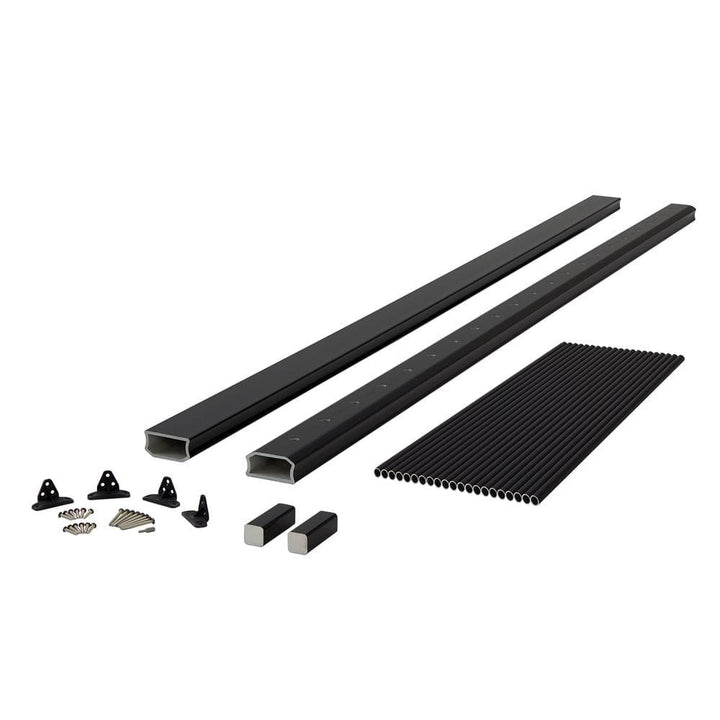 Fiberon BRIO 36 in. x 96 in. (Actual: 36 in. x 94 in.) Black PVC Composite Line Railing Kit w/Round Aluminum Black Balusters