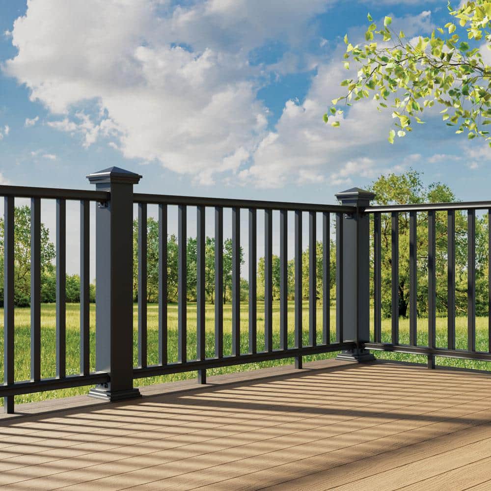 Fiberon BRIO 36 in. x 96 in. (Actual 36 in. x 94 in.) Black PVS Composite Line Railing Kit w/Square Composite Balusters