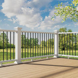 Fiberon BRIO 42 in. x 72 in. (Actual: 42 in. x 70 in.) White PVC Composite Line Railing Kit w/Round Aluminum Black Balusters