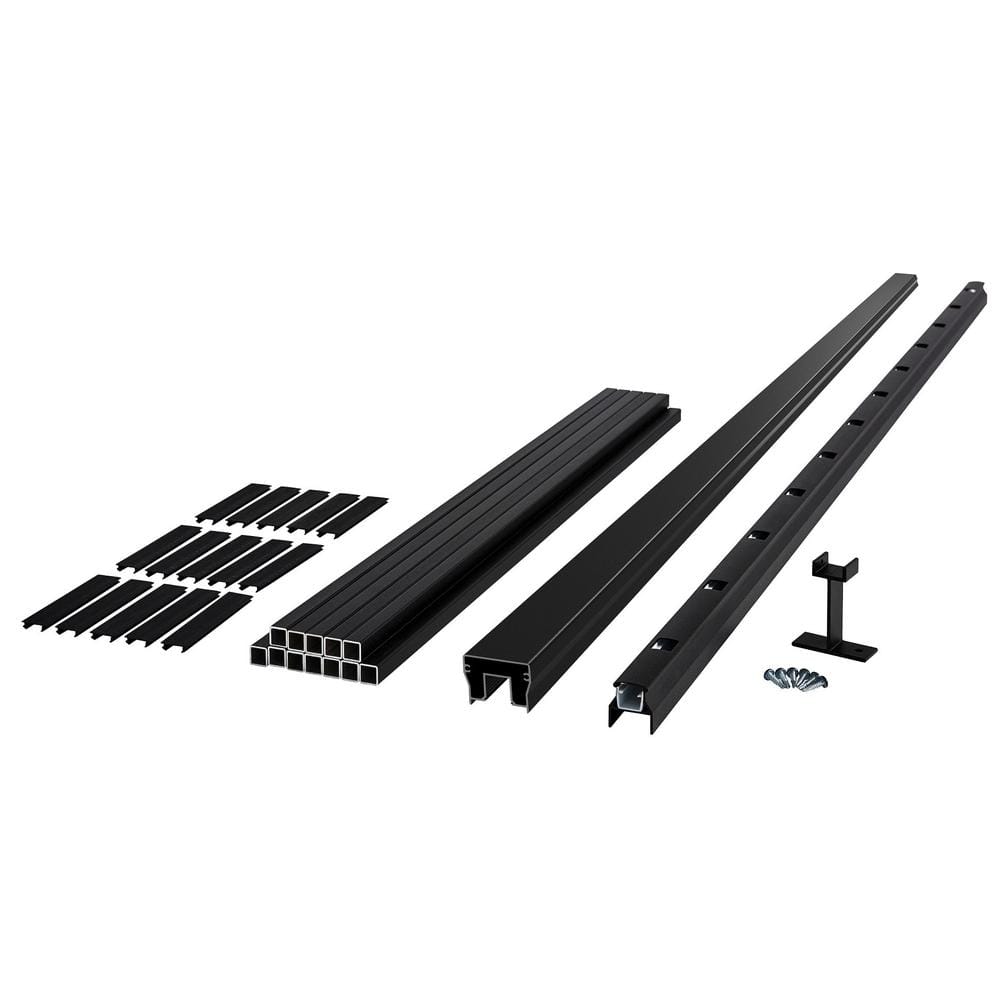 Fiberon 42 in. H x 72 in. W (Actual Size: 42 in. x 70 in.) Cityside Black Contemporary Aluminum Stair Rail Kit