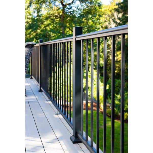 Fiberon CitySide 72 in. x 36 in. Matte Aluminum Railing Kit Line - Black (Includes 1 Crush Block, 15 Balusters