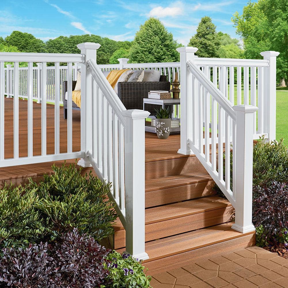Fiberon 36 in. x 3 in. ArmorGuard Classic White Composite Stair Railing Kit