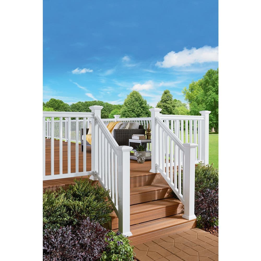 Fiberon 36 in. x 3 in. ArmorGuard Classic White Composite Stair Railing Kit