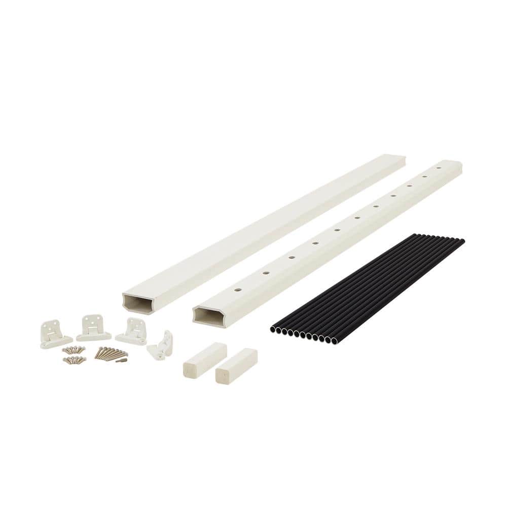 Fiberon BRIO 42 in. x 72 in. (Actual: 42 in. x 70 in.) White PVC Composite Stair Railing Kit w/Round Aluminum Black Balusters