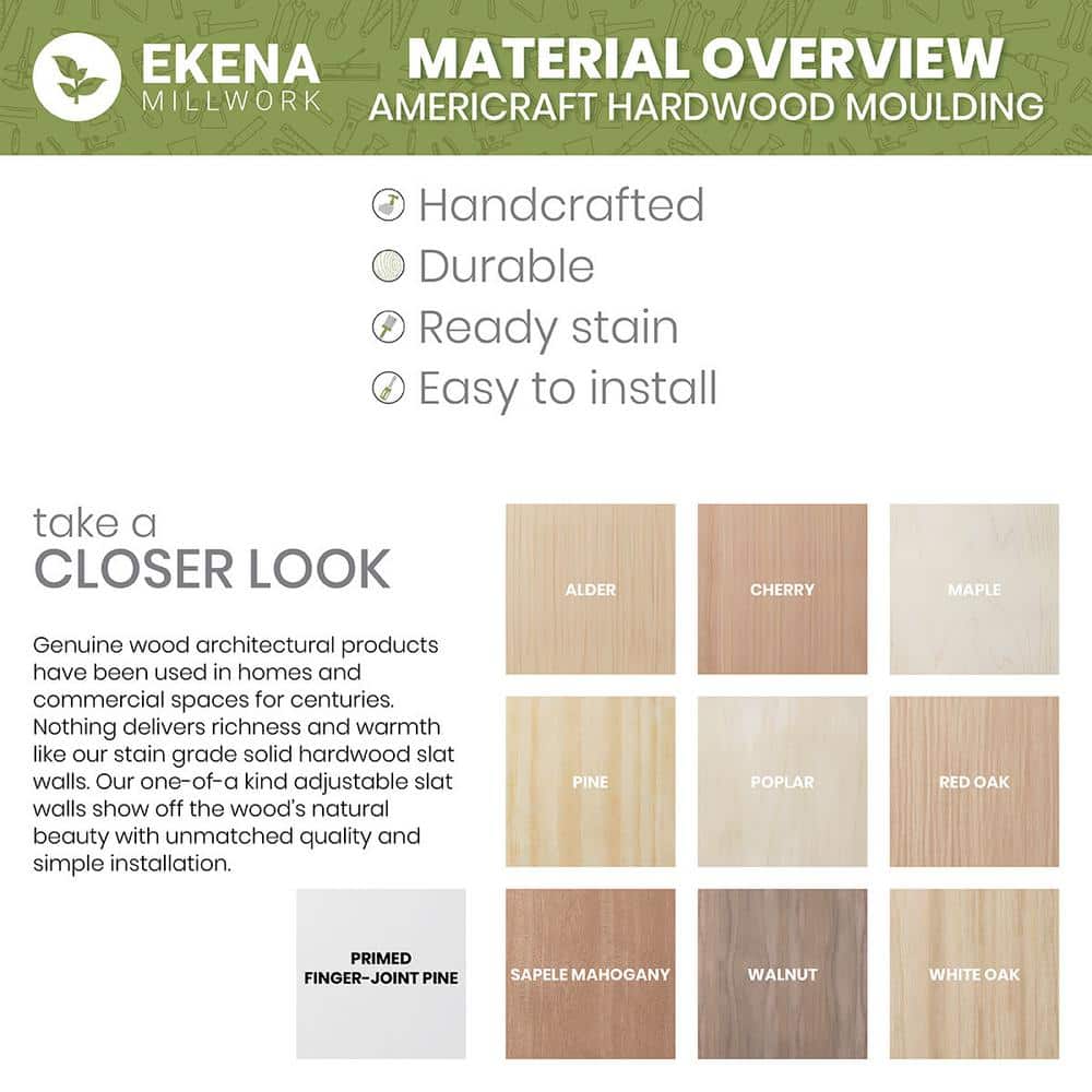 Ekena Millwork WM48 0.56 in. D x 4.25 in. W x 96 in. L Wood (Fingerjoint Pine) Crown Moulding