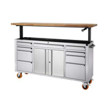 TRINITY PRO 72 in. W x 19 in. D 9-Drawer Stainless Steel Workbench with Adjustable Top