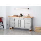 TRINITY PRO 72 in. W x 19 in. D 9-Drawer Stainless Steel Workbench with Adjustable Top
