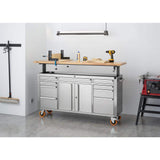 TRINITY PRO 72 in. W x 19 in. D 9-Drawer Stainless Steel Workbench with Adjustable Top