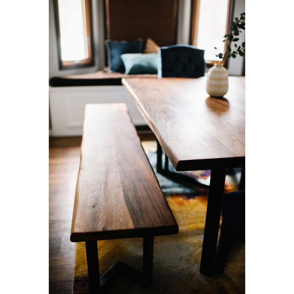 HARDWOOD REFLECTIONS 5 ft. L x 12 in. D Finished Saman Solid Wood Butcher Block Bar Countertop with Live Edge