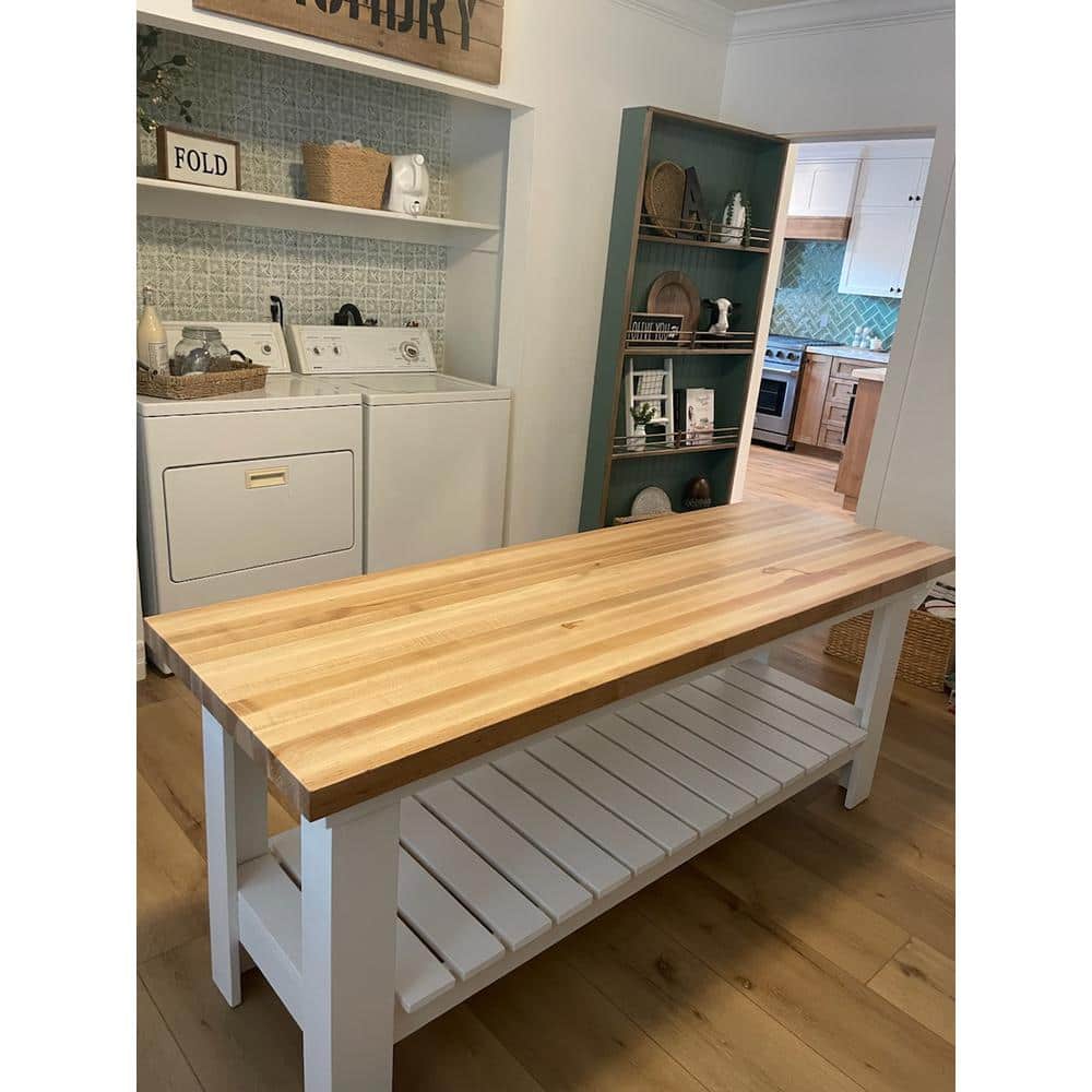 Swaner Hardwood 10 ft. L x 36 in. D x 1.75 in. T Finished Maple Solid Wood Butcher Block Island Countertop With Eased Edge